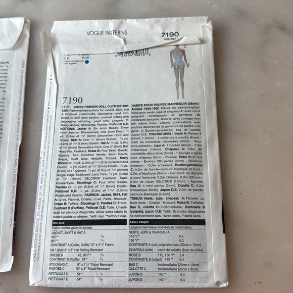 VOGUE CRAFT PATTERNS 7352 7190 FASHION DOLL CLOTHES CIRCA 1940 1950 Linda Carr - Picture 5 of 8